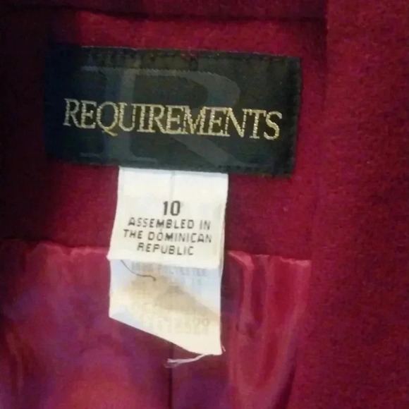 Requirements Woman Red  Wool Coat Size 10 - Picture 7 of 12